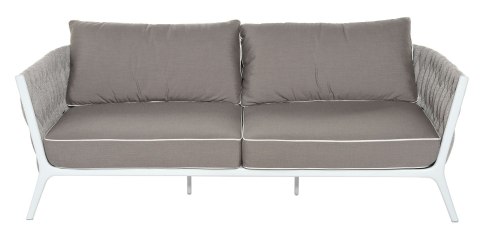 SOFA 2- OSOBOWA KAMPALA 190X82X65CM ALUMINIUM WHITE TKANINA SUNBRELLA QDF JASNA SZARA, SZNUR OFF ...