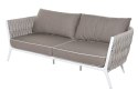 SOFA 2- OSOBOWA KAMPALA 190X82X65CM ALUMINIUM WHITE TKANINA SUNBRELLA QDF JASNA SZARA, SZNUR OFF ...