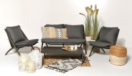 ZESTAW BERI NEW: 2 FOTELE 69X88XH83CM, 2OS.SOFA 142X88XH83CM, STOLIK 110X60XH32CM ALUMINIUM GRAF...