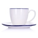 Filiżanka ze spodkiem DUKA KROG 220 ml biała granatowa porcelana