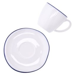 Filiżanka ze spodkiem DUKA KROG 220 ml biała granatowa porcelana