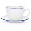 Filiżanka ze spodkiem DUKA KROG 420 ml biała granatowa porcelana