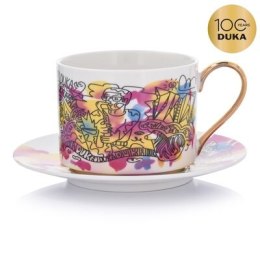 Filiżanka ze spodkiem DUKA STREET ART MANNERFRA 320 ml porcelanowa