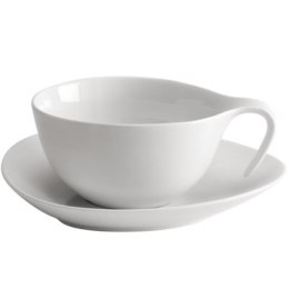 Filiżanka ze spodkiem DUKA TIME 350 ml biała porcelana