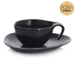 Filiżanka ze spodkiem DUKA TIME BLACK 150 ml grafitowa porcelanowa