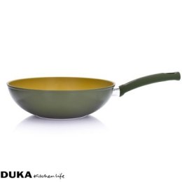 Wok z powłoką oliwną DUKA OLLI 28 cm żółty zielony stal nierdzewna