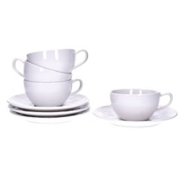 Zestaw filiżanek ze spodkami DUKA SARA 8 elementów 200 ml porcelana