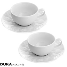 Zestaw filiżanek ze spodkami DUKA SARA 8 elementów 200 ml porcelana