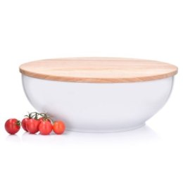 Misa sałatkowa z pokrywką DUKA WAREWOOD 30x10 cm biała porcelana drewno