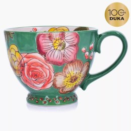 Kubek w kwiaty DUKA FLORIST 450 ml zielony porcelana