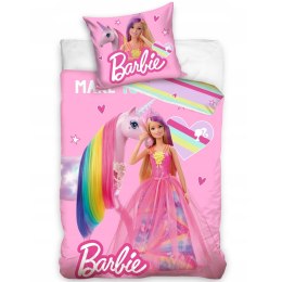 Pościel bawełna 140x200+1p70x90 Barbie tęcza